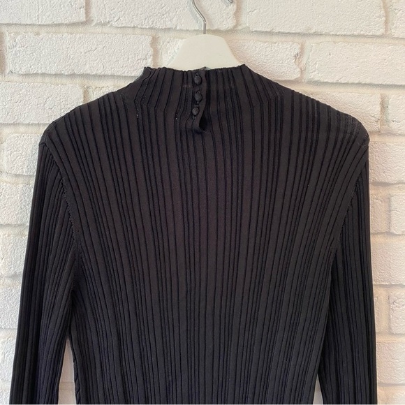 House of Dagmar Black High Neck Crinkle Blouse Shirt Women’s Size Large - Picture 5 of 9